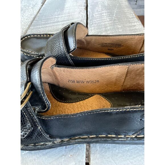 Born Women's Size 7/38 Black Leather Loafers with Buckle Strap Casual - Picture 6 of 6
